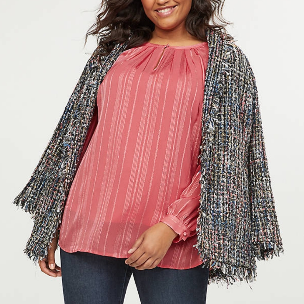NWT Lane Bryant Rose Keyhole Shimmer Top - Picture 3 of 9